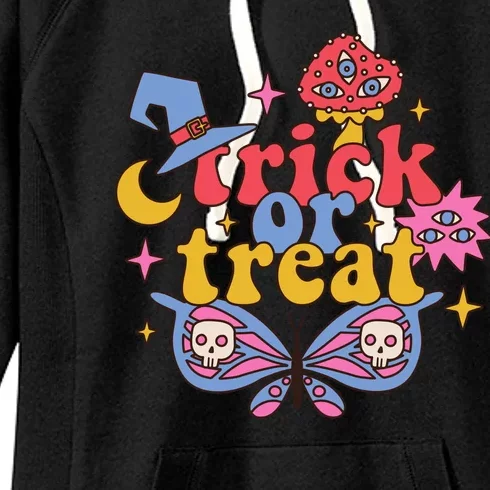 Cute Trick Or Treat Moon Night Butterfly Halloween Women's Fleece Hoodie