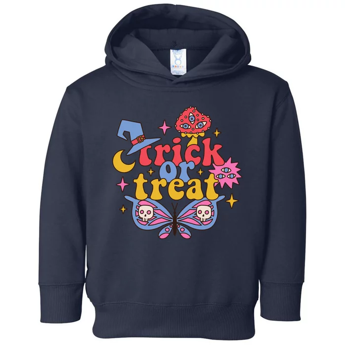 Cute Trick Or Treat Moon Night Butterfly Halloween Toddler Hoodie