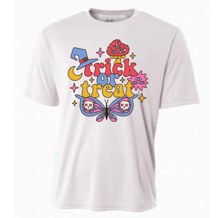 Cute Trick Or Treat Moon Night Butterfly Halloween Cooling Performance Crew T-Shirt