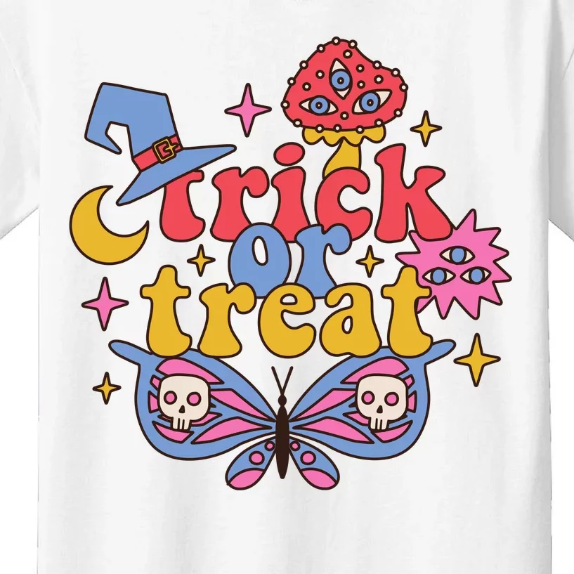 Cute Trick Or Treat Moon Night Butterfly Halloween Kids T-Shirt