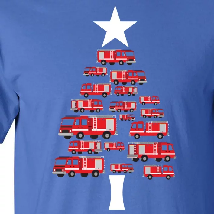 Christmas Tree Out Of Fire Trucks Christmas Boy Kids Tall T-Shirt