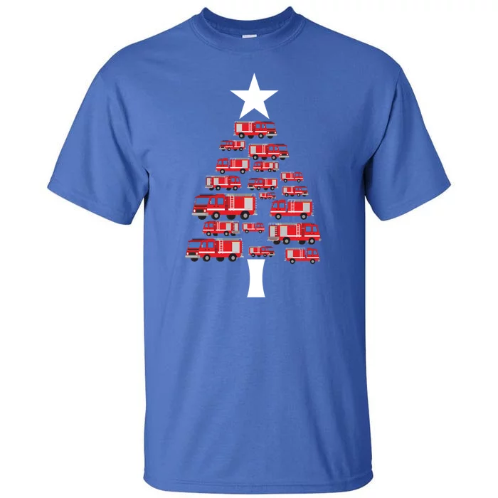 Christmas Tree Out Of Fire Trucks Christmas Boy Kids Tall T-Shirt