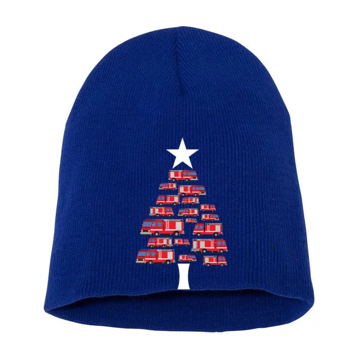 Christmas Tree Out Of Fire Trucks Christmas Boy Kids Short Acrylic Beanie