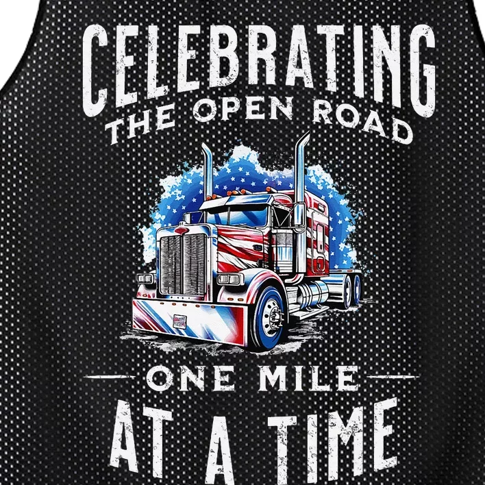 Celebrate The Open Road As A Trucker US Trucking US Flag Mesh Reversible Basketball Jersey Tank