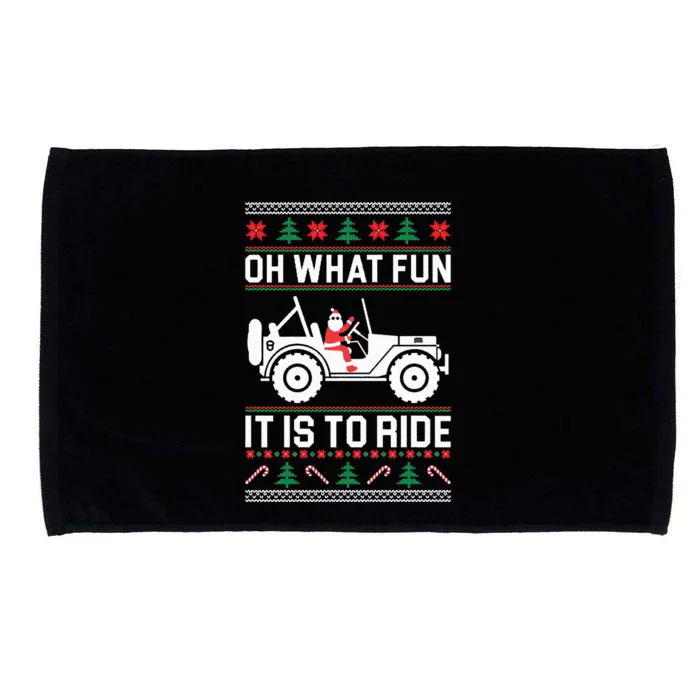 Christmas Tree on 4x4 Offroad Vehicle Ugly Christmas Microfiber Hand Towel