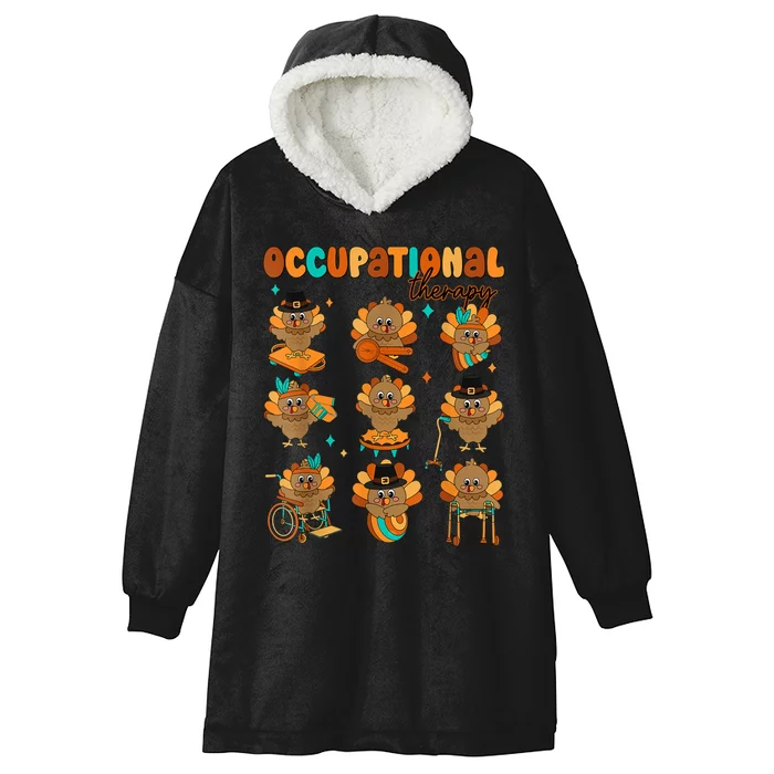 Cute Turkey Occupational Therapy Ot Therapist Thanksgiving Hooded Wearable Blanket