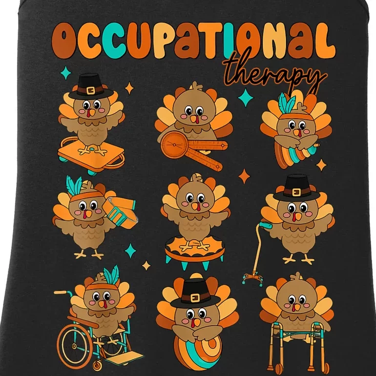 Cute Turkey Occupational Therapy Ot Therapist Thanksgiving Ladies Essential Tank