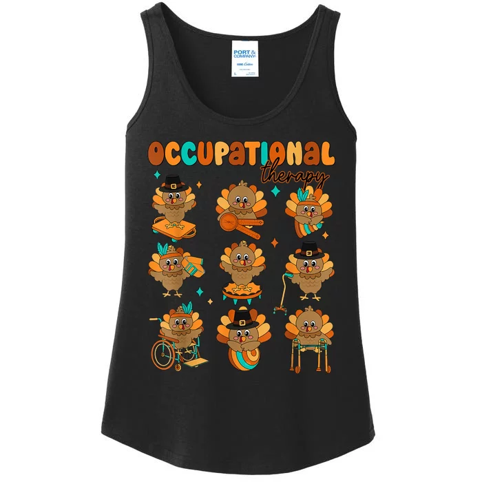 Cute Turkey Occupational Therapy Ot Therapist Thanksgiving Ladies Essential Tank