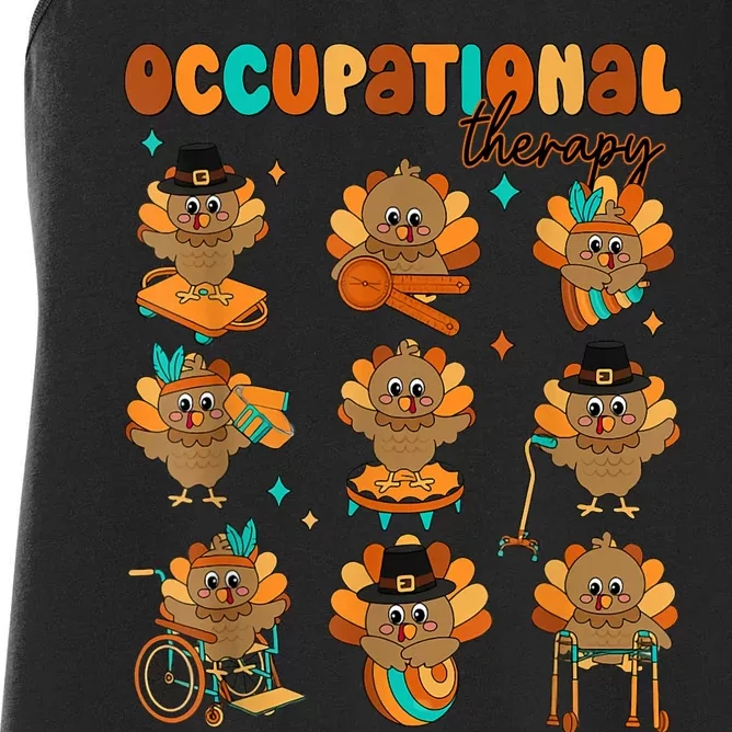 Cute Turkey Occupational Therapy Ot Therapist Thanksgiving Women's Racerback Tank