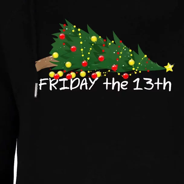 Christmas Tree Ornaments Fallen Over Friday The 13th Womens Funnel Neck Pullover Hood