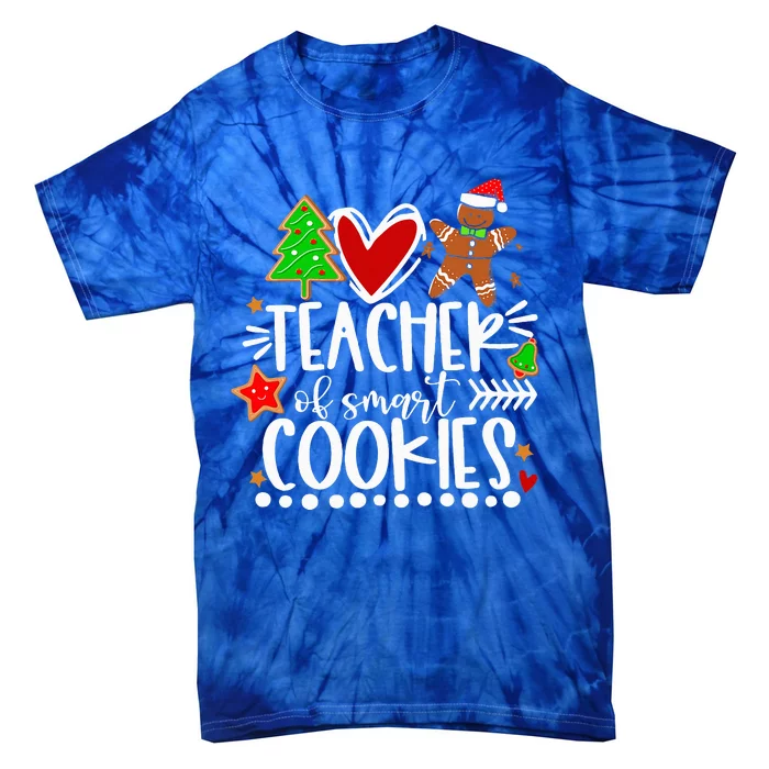 Christmas Teacher Of Smart Cookies Funny Cute Gingerbread Tie-Dye T-Shirt