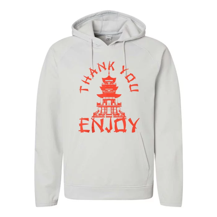 Chinese Take Out Thank You Enjoy Food Asian Chinese Takeout Performance Fleece Hoodie