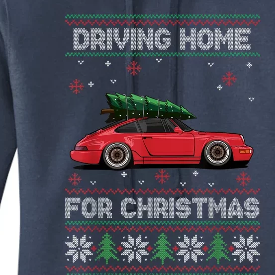 Christmas Tree Oldtimer Car Xmas Ugly Sweater Pullover Look Women's Pullover Hoodie