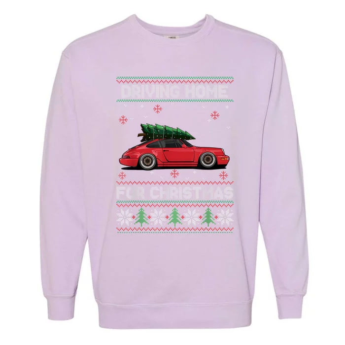 Christmas Tree Oldtimer Car Xmas Ugly Sweater Pullover Look Garment-Dyed Sweatshirt