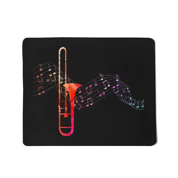 Colorful Trombone On Music Sheet For Trombonist Mousepad