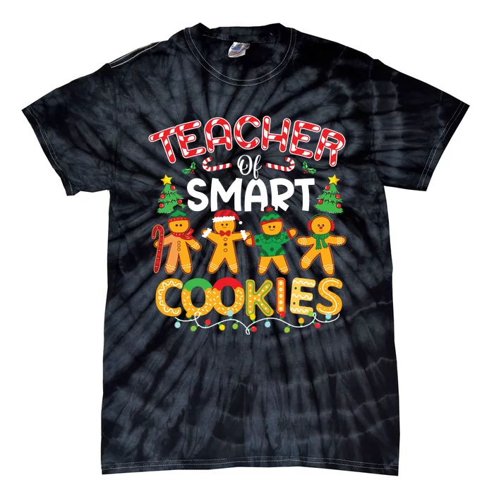 Christmas Teacher Of Smart Cookies Funny Cute Gingerbread Tie-Dye T-Shirt