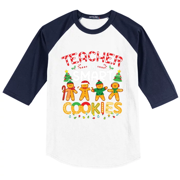 Christmas Teacher Of Smart Cookies Funny Cute Gingerbread Baseball Sleeve Shirt