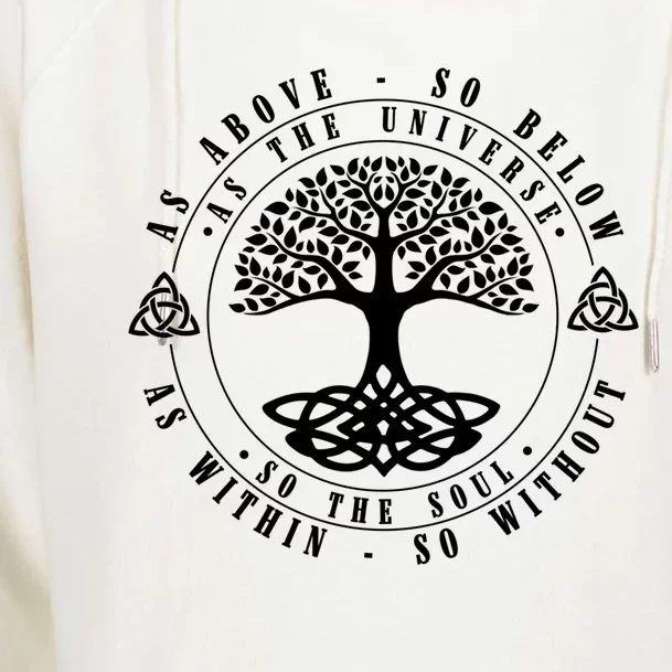 Celtic Tree Of Life Gift As Above So Below Spiritual Yoga Funny Gift Womens Funnel Neck Pullover Hood