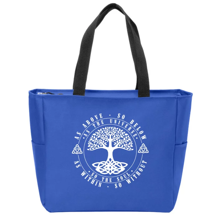 Celtic Tree Of Life Gift As Above So Below Spiritual Yoga Funny Gift Zip Tote Bag