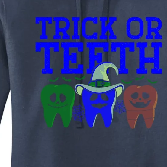 Cute Trick Or Teeth Dentist Halloween Funny Dental Hygienist Gift Women's Pullover Hoodie