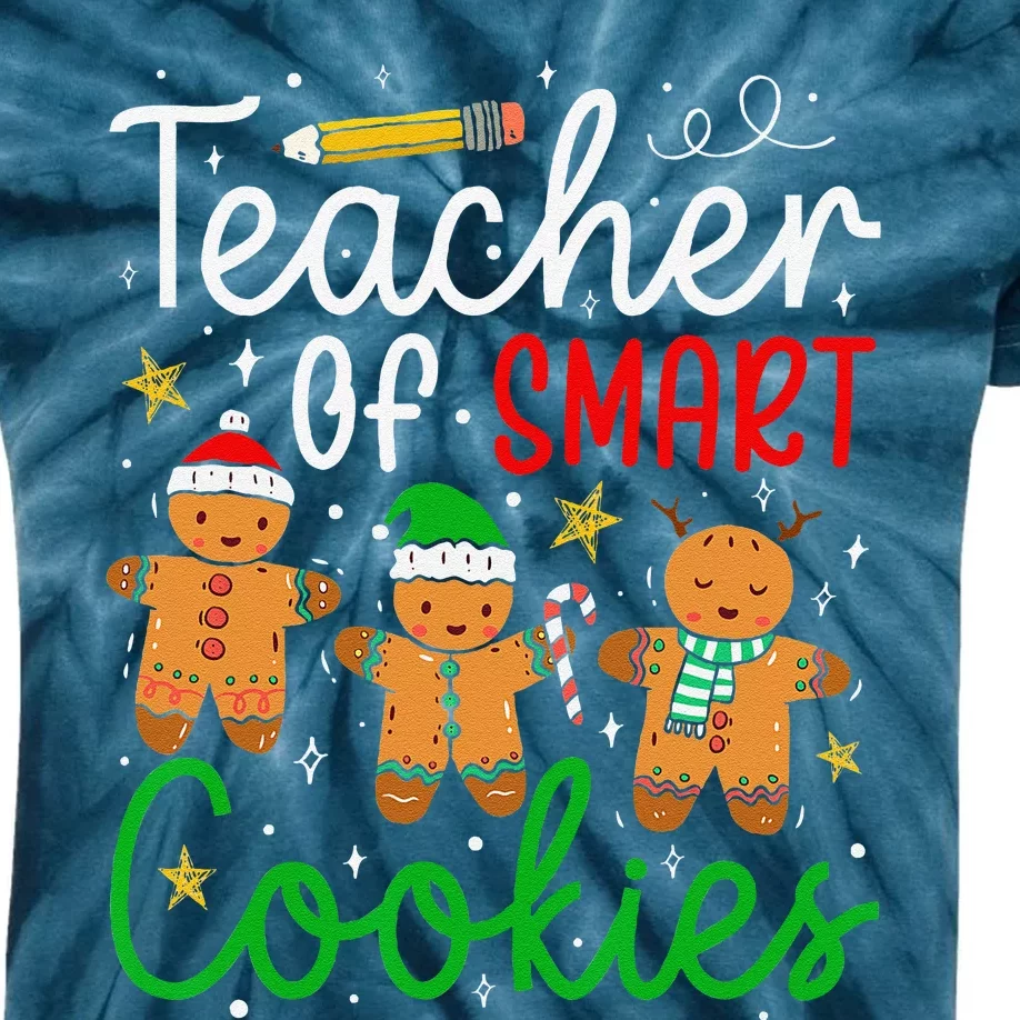 Christmas Teacher Of Smart Cookies Gingerbread Xmas Teacher Kids Tie-Dye T-Shirt