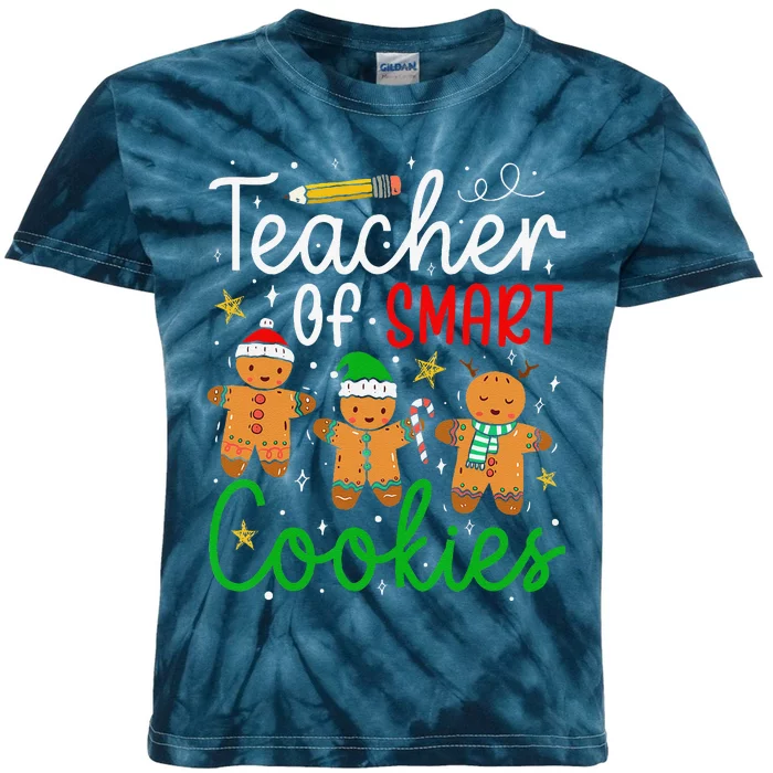 Christmas Teacher Of Smart Cookies Gingerbread Xmas Teacher Kids Tie-Dye T-Shirt