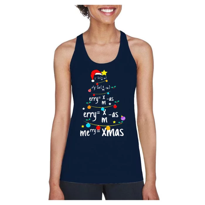 Christmas Tree Of Equations Math Nerd Science Teacher Xmas Women's Racerback Tank