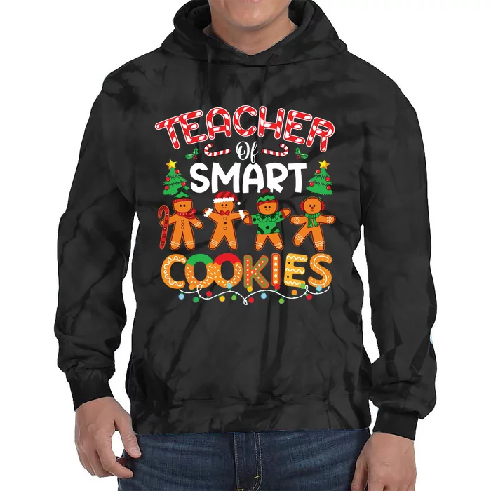 Christmas Teacher Of Smart Cookies Funny Cute Gingerbread Tie Dye Hoodie