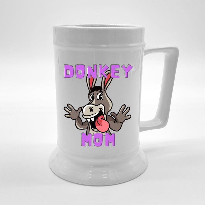 Cute Tongue Out Funny Silly Donkey Mom Design Front & Back Beer Stein