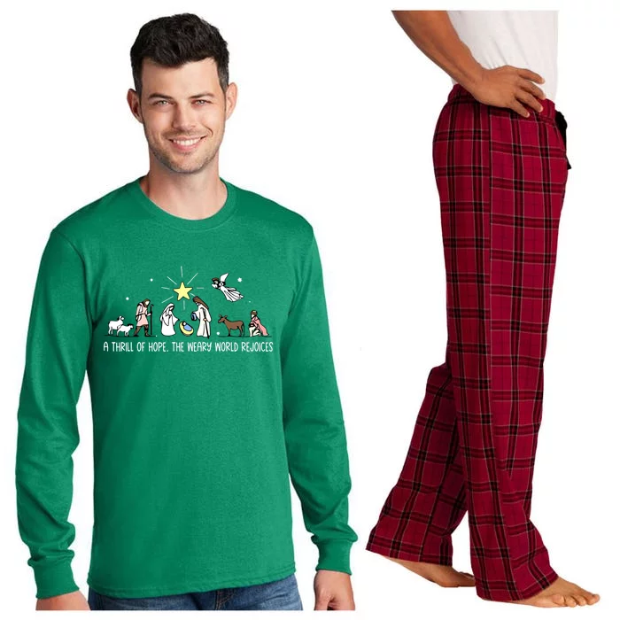 Christmas Thrill Of Hope Weary World Rejoices Birthday Jesus Gift Long Sleeve Pajama Set