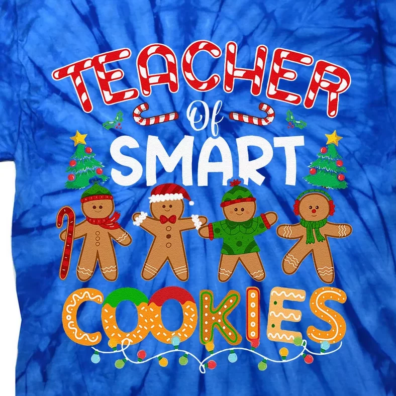 Christmas Teacher Of Smart Cookies Funny Cute Gingerbread Tie-Dye T-Shirt