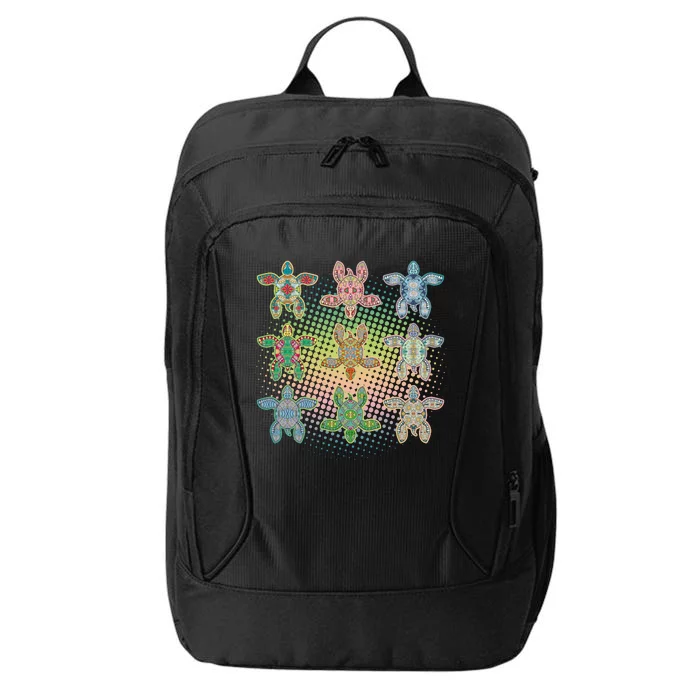 Colorful Tribal Pattern Sea Turtles City Backpack