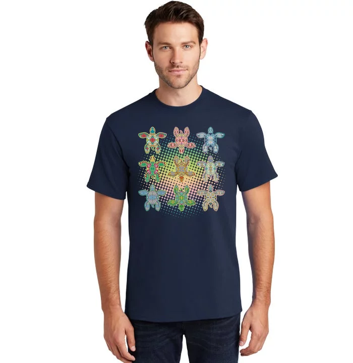 Colorful Tribal Pattern Sea Turtles Tall T-Shirt