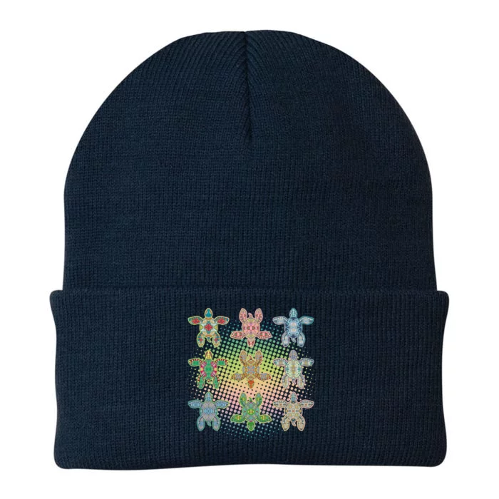 Colorful Tribal Pattern Sea Turtles Knit Cap Winter Beanie