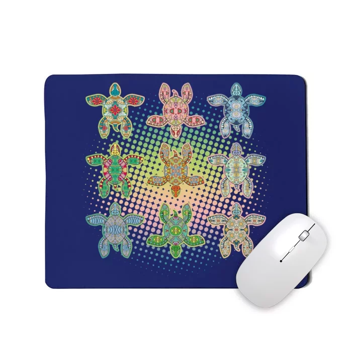 Colorful Tribal Pattern Sea Turtles Mousepad