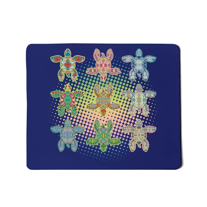 Colorful Tribal Pattern Sea Turtles Mousepad