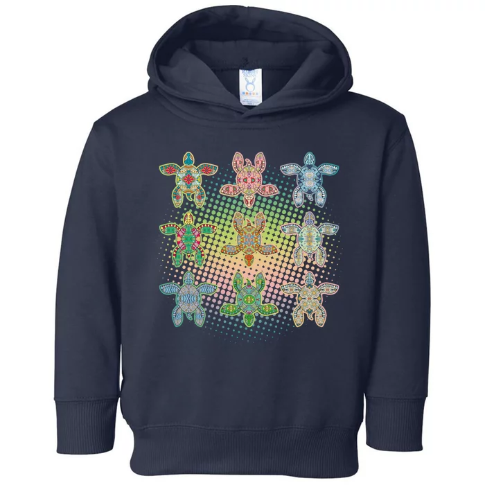 Colorful Tribal Pattern Sea Turtles Toddler Hoodie