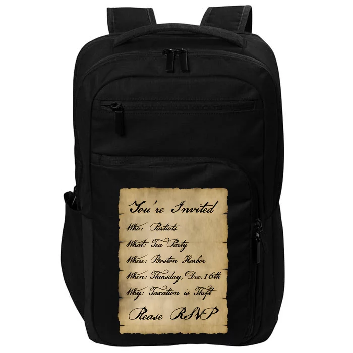 Colonial Tea Party Taxation Is Theft 1776 2A Boston USA Impact Tech Backpack