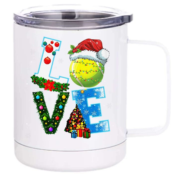 Christmas Tennis Players Lovers Xmas Front & Back 12oz Stainless Steel Tumbler Cup