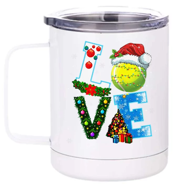 Christmas Tennis Players Lovers Xmas Front & Back 12oz Stainless Steel Tumbler Cup