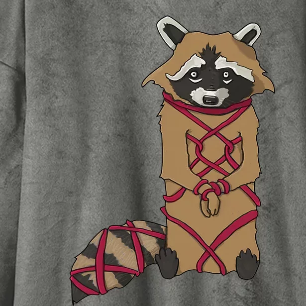 Cute Trash Panda Racoon Shibari Rope Bondage Kawaii Hooded Wearable Blanket