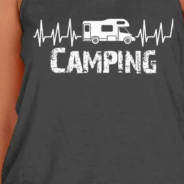 Camping Tents Permanent Camper Adventure Campfire Women's Knotted Racerback Tank