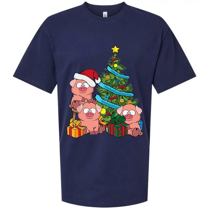 Christmas Tree Pig Lover Farm Animals Swine Pig Sueded Cloud Jersey T-Shirt