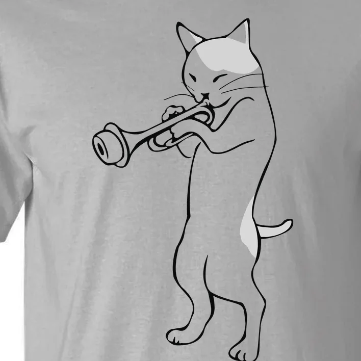 Cat Trumpet Player Straight Mute Wah Wah Funny Trumpet Tall T-Shirt