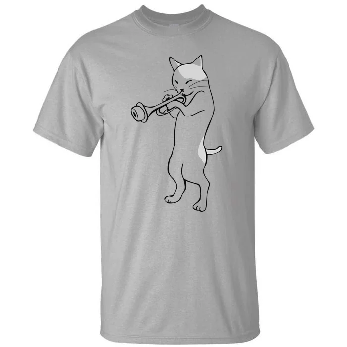 Cat Trumpet Player Straight Mute Wah Wah Funny Trumpet Tall T-Shirt