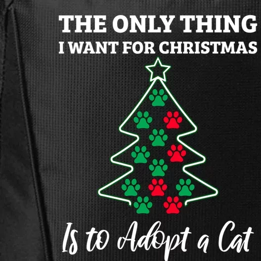 Christmas Tree Paw Adopt A Cat Pet Adoption Rescue Quote Gift City Backpack