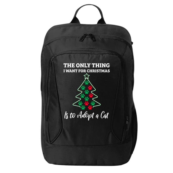 Christmas Tree Paw Adopt A Cat Pet Adoption Rescue Quote Gift City Backpack