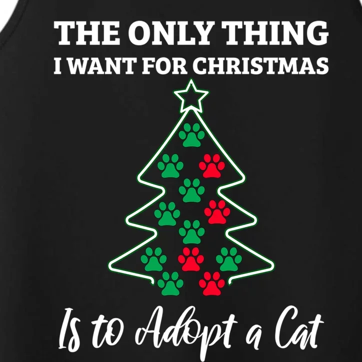 Christmas Tree Paw Adopt A Cat Pet Adoption Rescue Quote Gift Performance Tank