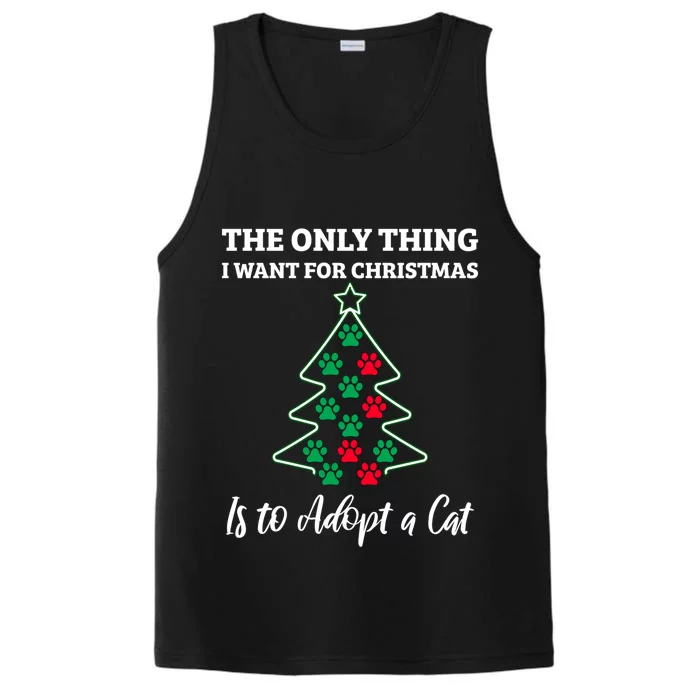 Christmas Tree Paw Adopt A Cat Pet Adoption Rescue Quote Gift Performance Tank