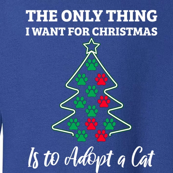 Christmas Tree Paw Adopt A Cat Pet Adoption Rescue Quote Gift Toddler Sweatshirt